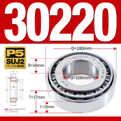 Vòng bi côn 1 dãy bi - bạc đạn bánh xe 30220  (Kích thước -  100*180*37 mm)