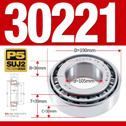 Vòng bi côn 1 dãy bi - bạc đạn bánh xe 30221  (Kích thước -  105*190*39 mm)