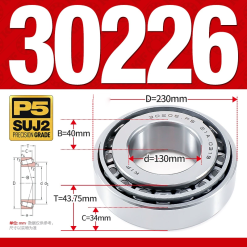 Vòng bi côn 1 dãy bi - bạc đạn bánh xe 30226  (Kích thước -  30*230*43,75 mm)