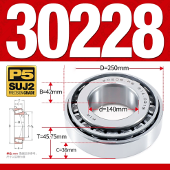 Vòng bi côn 1 dãy bi - bạc đạn bánh xe 30228  (Kích thước -  40*250*45,75 mm)