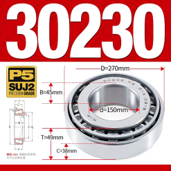 Vòng bi côn 1 dãy bi - bạc đạn bánh xe 30230  (Kích thước -   150*270*49 mm)