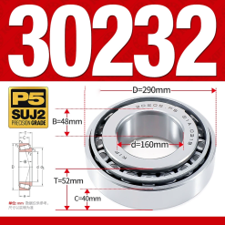 Vòng bi côn 1 dãy bi - bạc đạn bánh xe 30232  (Kích thước -   160*290*52 mm)