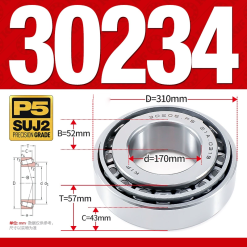 Vòng bi côn 1 dãy bi - bạc đạn bánh xe 30234  (Kích thước -   170*310*57 mm)