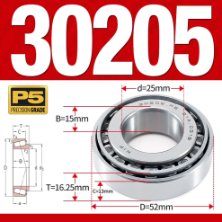 Vòng bi côn 1 dãy bi - bạc đạn bánh xe 30205  (Kích thước -  25*52*16,25 mm)