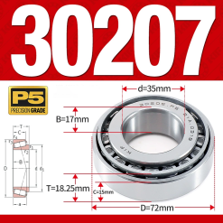 Vòng bi côn 1 dãy bi - bạc đạn bánh xe 30207  (Kích thước -  35*72*18,25 mm)
