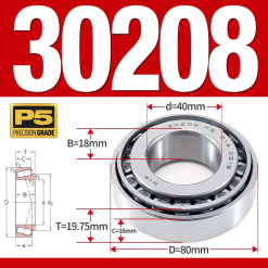 Vòng bi côn 1 dãy bi - bạc đạn bánh xe 30208  (Kích thước -  40*80*19,75 mm)