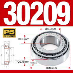 Vòng bi côn 1 dãy bi - bạc đạn bánh xe 30209  (Kích thước -  45*85*20,75 mm)