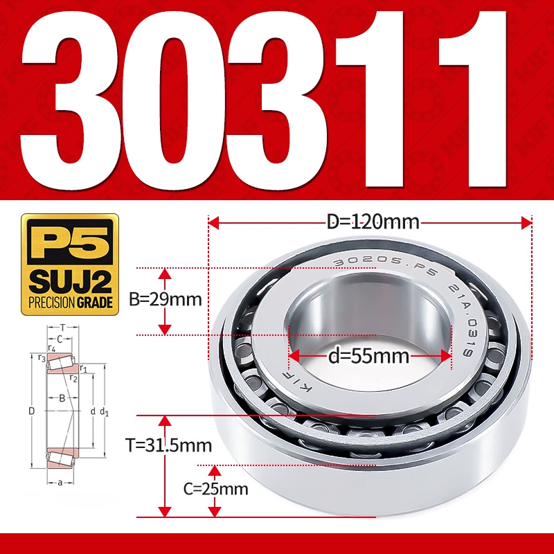 Vòng bi côn 1 dãy bi - bạc đạn bánh xe 30311  (Kích thước -  55*120*31,5 mm)