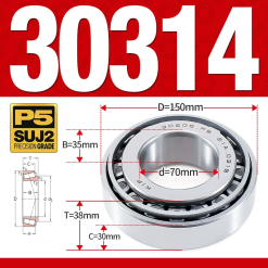 Vòng bi côn 1 dãy bi - bạc đạn bánh xe 30314  (Kích thước -  70*150*38 mm)