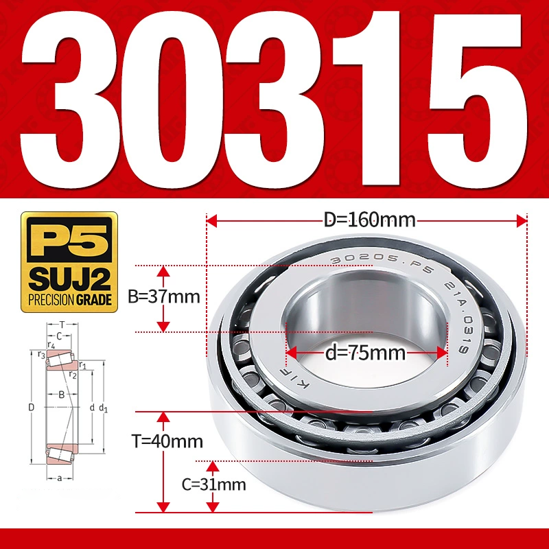 Vòng bi côn 1 dãy bi - bạc đạn bánh xe 30315  (Kích thước -  75*160*40 mm)