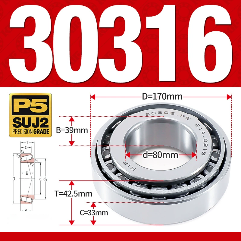 Vòng bi côn 1 dãy bi - bạc đạn bánh xe 30316  (Kích thước -   80*170*42,5 mm)