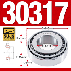 Vòng bi côn 1 dãy bi - bạc đạn bánh xe 30317  (Kích thước -  85*180*44,5 mm)