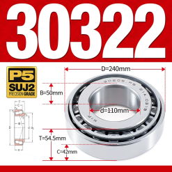 Vòng bi côn 1 dãy bi - bạc đạn bánh xe 30322  (Kích thước -  110*240*54,5 mm)