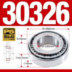 Vòng bi côn 1 dãy bi - bạc đạn bánh xe 30326  (Kích thước -  130*280*63,75 mm)