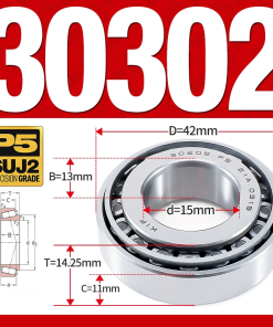 Vòng bi côn 1 dãy bi - bạc đạn bánh xe 30302  (Kích thước -  15*42*14,25 mm)