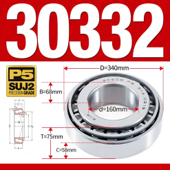 Vòng bi côn 1 dãy bi - bạc đạn bánh xe 30332  (Kích thước -  160*340*75 mm)