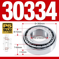 Vòng bi côn 1 dãy bi - bạc đạn bánh xe 30334  (Kích thước -  170*360*80 mm)