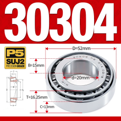 Vòng bi côn 1 dãy bi - bạc đạn bánh xe 30304  (Kích thước -  20*52*16,25 mm)