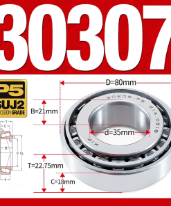 Vòng bi côn 1 dãy bi - bạc đạn bánh xe 30307  (Kích thước -  35*80*22,75 mm)