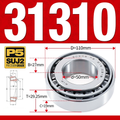 Vòng bi côn 1 dãy bi - bạc đạn bánh xe 31310 (Kích thước -  50*110*29,25 mm)