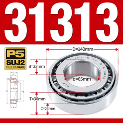 Vòng bi côn 1 dãy bi - bạc đạn bánh xe 31313 (Kích thước -  65*140*36 mm)