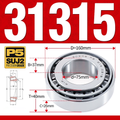 Vòng bi côn 1 dãy bi - bạc đạn bánh xe 31315 (Kích thước -  75*160*40 mm)