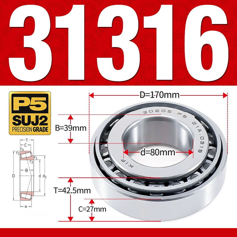 Vòng bi côn 1 dãy bi - bạc đạn bánh xe 31316 (Kích thước -  80*170*42,5 mm)