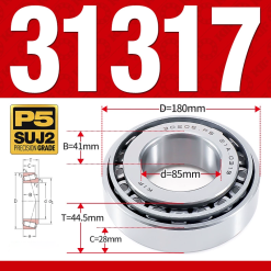 Vòng bi côn 1 dãy bi - bạc đạn bánh xe 31317 (Kích thước -  85*180*44,5 mm)