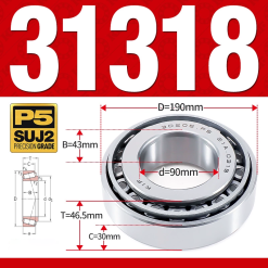 Vòng bi côn 1 dãy bi - bạc đạn bánh xe 31318 (Kích thước -  90*190*46,5 mm)