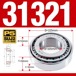 Vòng bi côn 1 dãy bi - bạc đạn bánh xe 31321 (Kích thước -  105*225*58 mm)