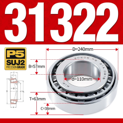 Vòng bi côn 1 dãy bi - bạc đạn bánh xe 31322 (Kích thước -  110*240*63 mm)