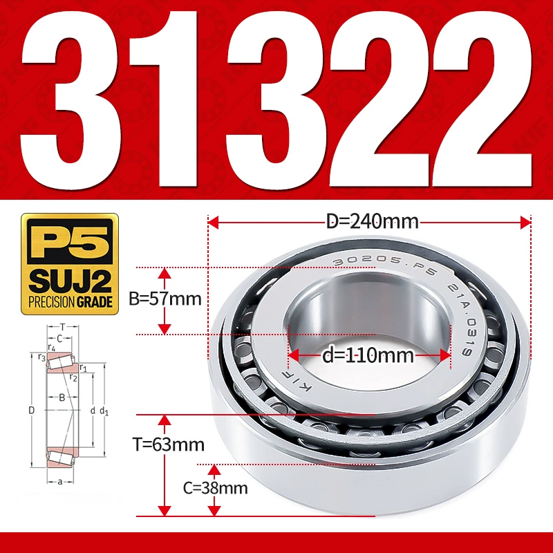 Vòng bi côn 1 dãy bi - bạc đạn bánh xe 31322 (Kích thước -  110*240*63 mm)