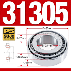 Vòng bi côn 1 dãy bi - bạc đạn bánh xe 31305 (Kích thước -  25*62*18,25 mm)