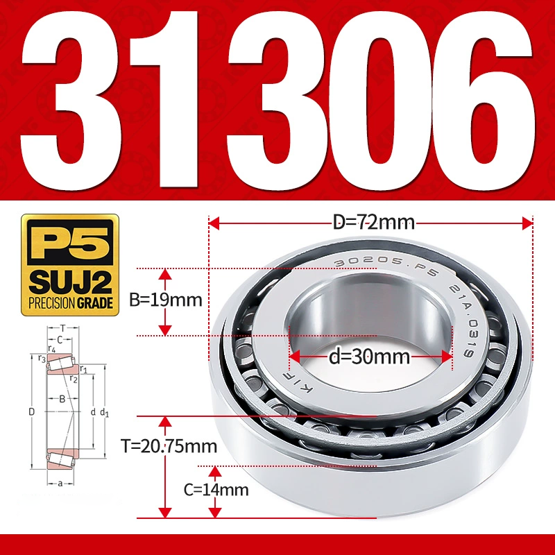 Vòng bi côn 1 dãy bi - bạc đạn bánh xe 31306 (Kích thước -  30*72*20,75 mm)