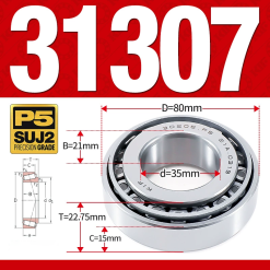 Vòng bi côn 1 dãy bi - bạc đạn bánh xe 31307 (Kích thước -  35*80*22,75 mm)