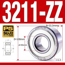 Vòng bi - bạc đạn 3211-ZZ  (Phớt kim loại - 55*100*33.3 mm)