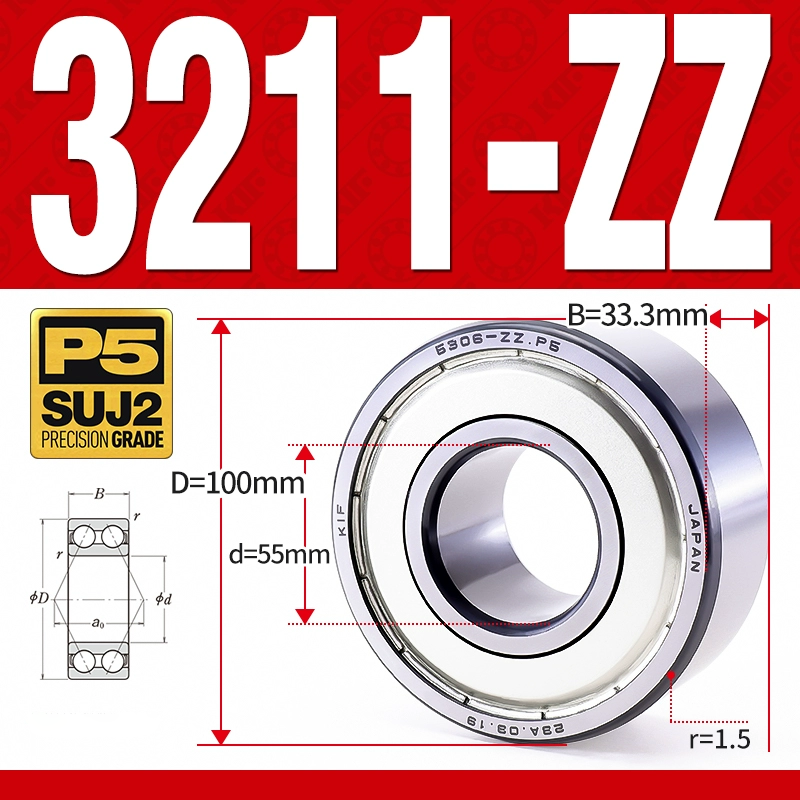 Vòng bi - bạc đạn 3211-ZZ  (Phớt kim loại - 55*100*33.3 mm)