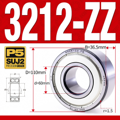 Vòng bi - bạc đạn 3212-ZZ  (Phớt kim loại - 60*110*36,5 mm)