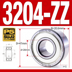 Vòng bi - bạc đạn 3204-ZZ  (Phớt kim loại -  20*47*20.6 mm)