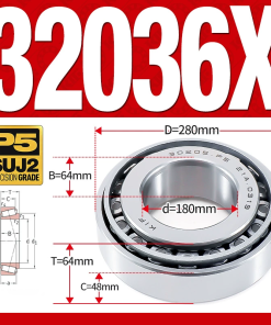 Vòng bi côn 1 dãy bi - bạc đạn bánh xe 32036X (Kích thước -  80*280*64 mm)