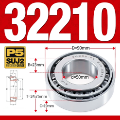 Vòng bi côn 1 dãy bi - bạc đạn bánh xe 32210 (Kích thước -  50*90*24,75 mm)