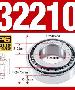 Vòng bi côn 1 dãy bi - bạc đạn bánh xe 32210 (Kích thước -  50*90*24,75 mm)
