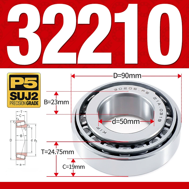 Vòng bi côn 1 dãy bi - bạc đạn bánh xe 32210 (Kích thước -  50*90*24,75 mm)
