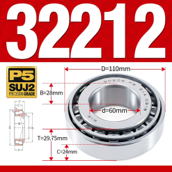 Vòng bi côn 1 dãy bi - bạc đạn bánh xe 32212 (Kích thước -  60*100*29,75 mm)