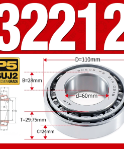 Vòng bi côn 1 dãy bi - bạc đạn bánh xe 32212 (Kích thước -  60*100*29,75 mm)