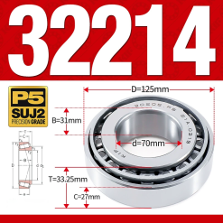Vòng bi côn 1 dãy bi - bạc đạn bánh xe 32214 (Kích thước -  70*125*33,25 mm)