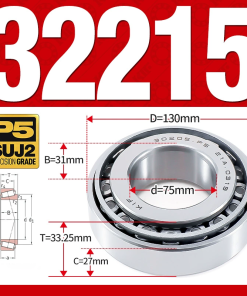 Vòng bi côn 1 dãy bi - bạc đạn bánh xe 32215 (Kích thước -  75*130*33,25 mm)