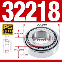 Vòng bi côn 1 dãy bi - bạc đạn bánh xe 32218 (Kích thước -  90*160*42,5 mm)