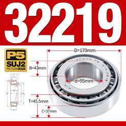 Vòng bi côn 1 dãy bi - bạc đạn bánh xe 32219 (Kích thước -  95*170*45.5 mm)