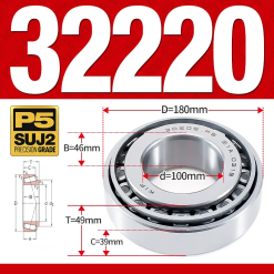 Vòng bi côn 1 dãy bi - bạc đạn bánh xe 32220 (Kích thước -  100*180*49 mm)